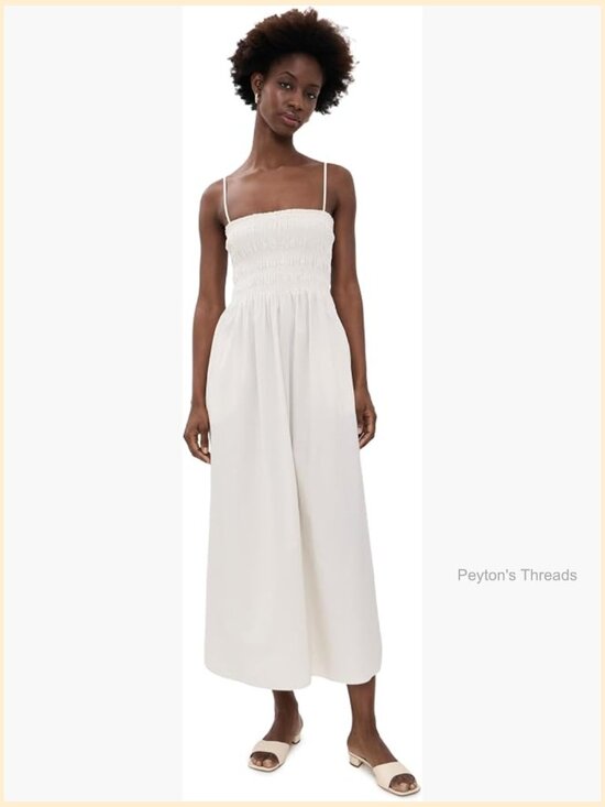 Dresses & Skirts - Pistola Women's Bianca Shirred Bodice Dress - Square Neck, Midi Length